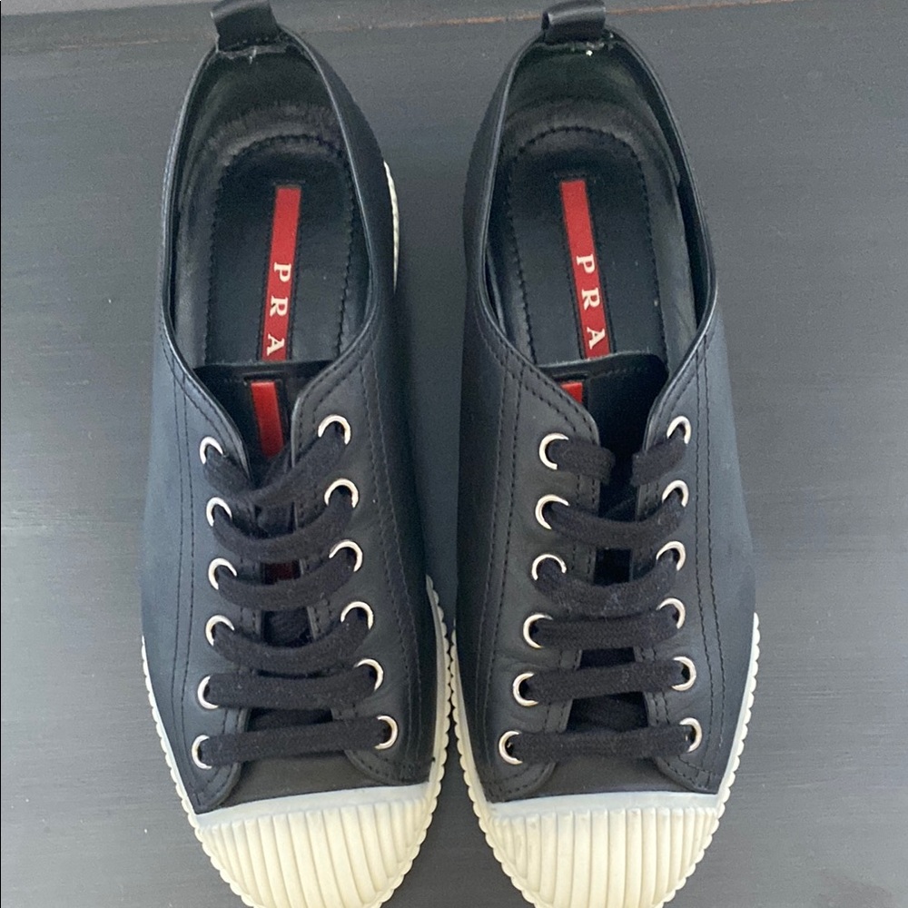 Prada Black and White Sneakers Classic Style size 5